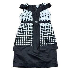 Vintage Chancelle Retro Mod Polka Dot Cocktail‎ Dress Women's Size 16 Glam